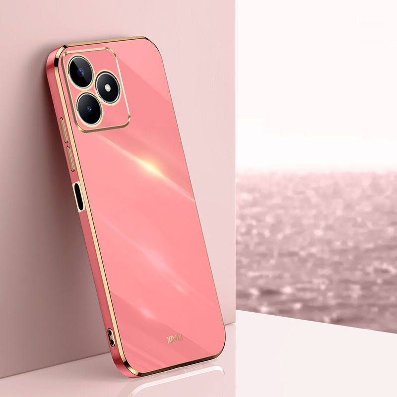 Für realme  c53 hülle realme  c51 luxus quadratische beschichtung realme  n53 note 50 handyhülle stoßfeste silikon-rückseite fundas: Aluminium / Rot