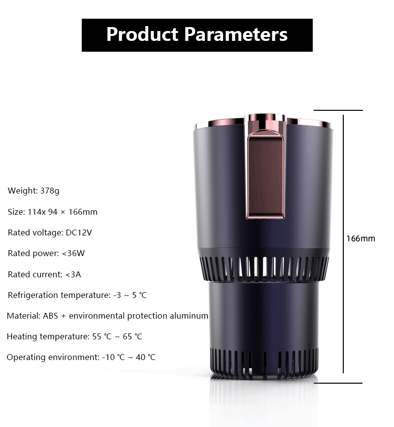 DC 12V Car Heating Cooling Cup 2-in-1 Car Office Cup Warmer Cooler Smart Car Cup Mug Holder Tumbler Cooling Beverage Drinks Can