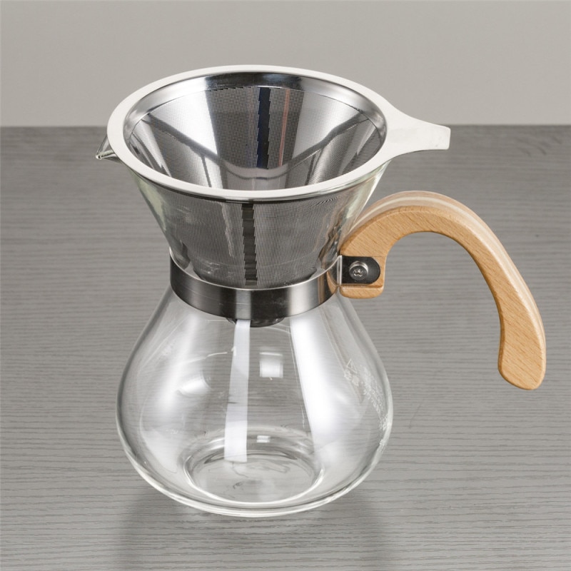 Reusable Coffee Filter 304 Stainless Steel Cone Coffee Filter Baskets Mesh Strainer Pour Over Coffee Dripper With Stand Holder