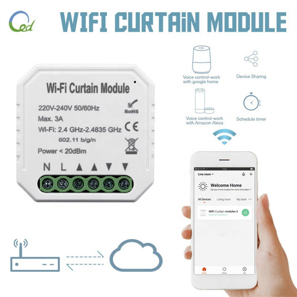 Wifi gardin switch modul intelligent levetid til rulleskodder elektrisk motor kompatibel med alexa google hjem
