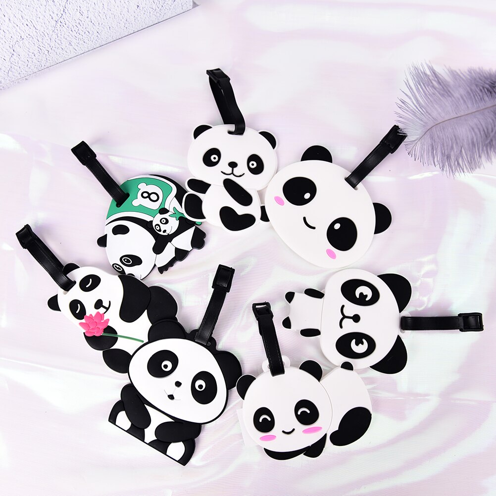 1Pcs Willekeurig Draagbare Label Cartoon Dier Panda Bagagelabel Siliconen Koffer Id Adres Holder Bagagelabel Reizen Accessoires