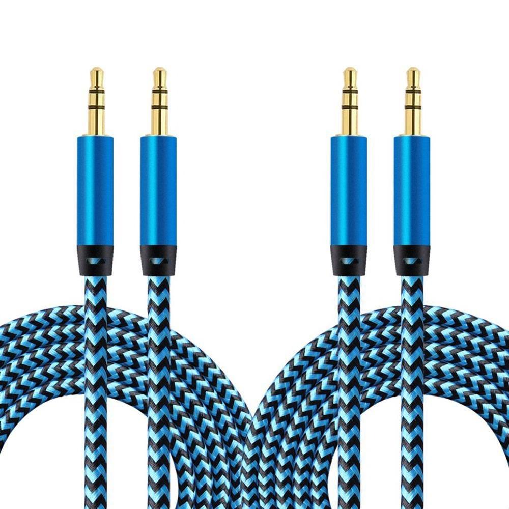 2 Pack 1m Audio car audio cable 3.5MM car AUX audio cable 1meters male to male record line nylon audio cable: Default Title