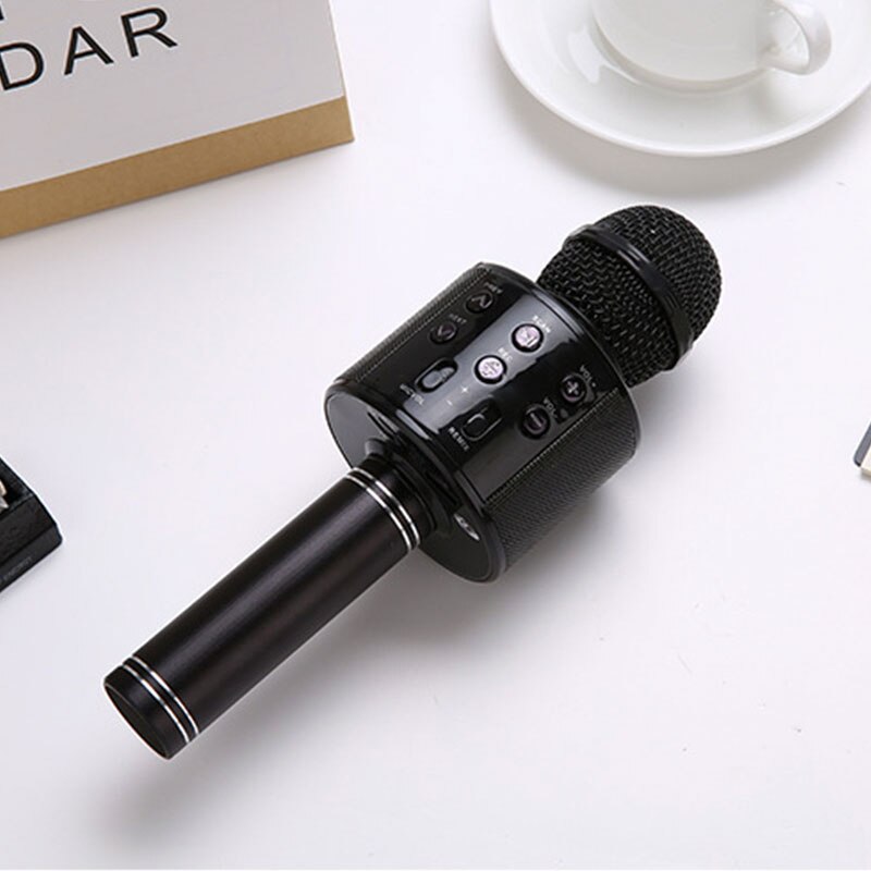 Wireless Bluetooth Microphone Speaker Handheld Microphone Karaoke Mic Music Player Singing Recorder KTV microfone: Black