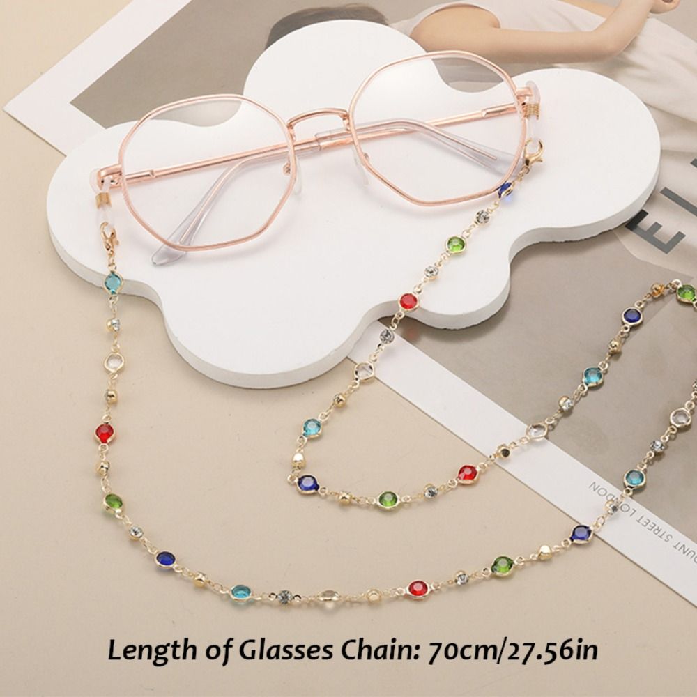 Jewelry Vintage Beads Glasses Chain Bohemian Crystal Glasses Chain Copper Lanyard Mask Chain Eyewear Accessories