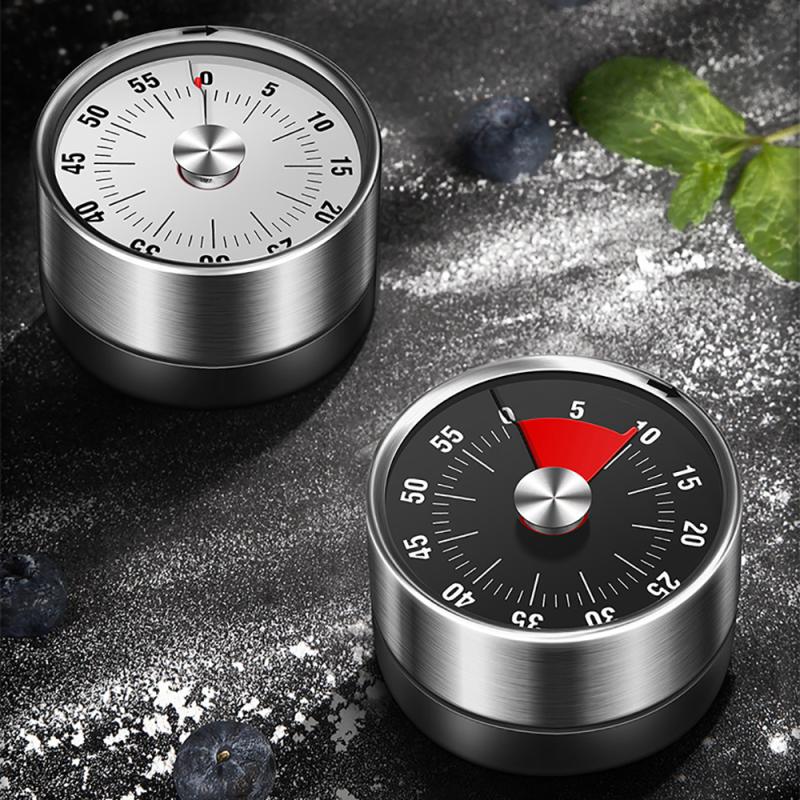 Stainless Steel Kitchen Timer Alarm Cooking Timer Mechanical Round Countdown Magnetic Clock Timer Cooking Clock Alarm