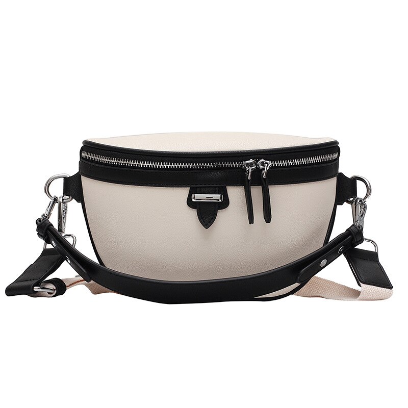 Casual Pu Lederen Taille Tassen Voor Vrouwen Rits Schouder Tas Dame Borst Crossbody Eenvoudige Modieuze Veelzijdige: Black