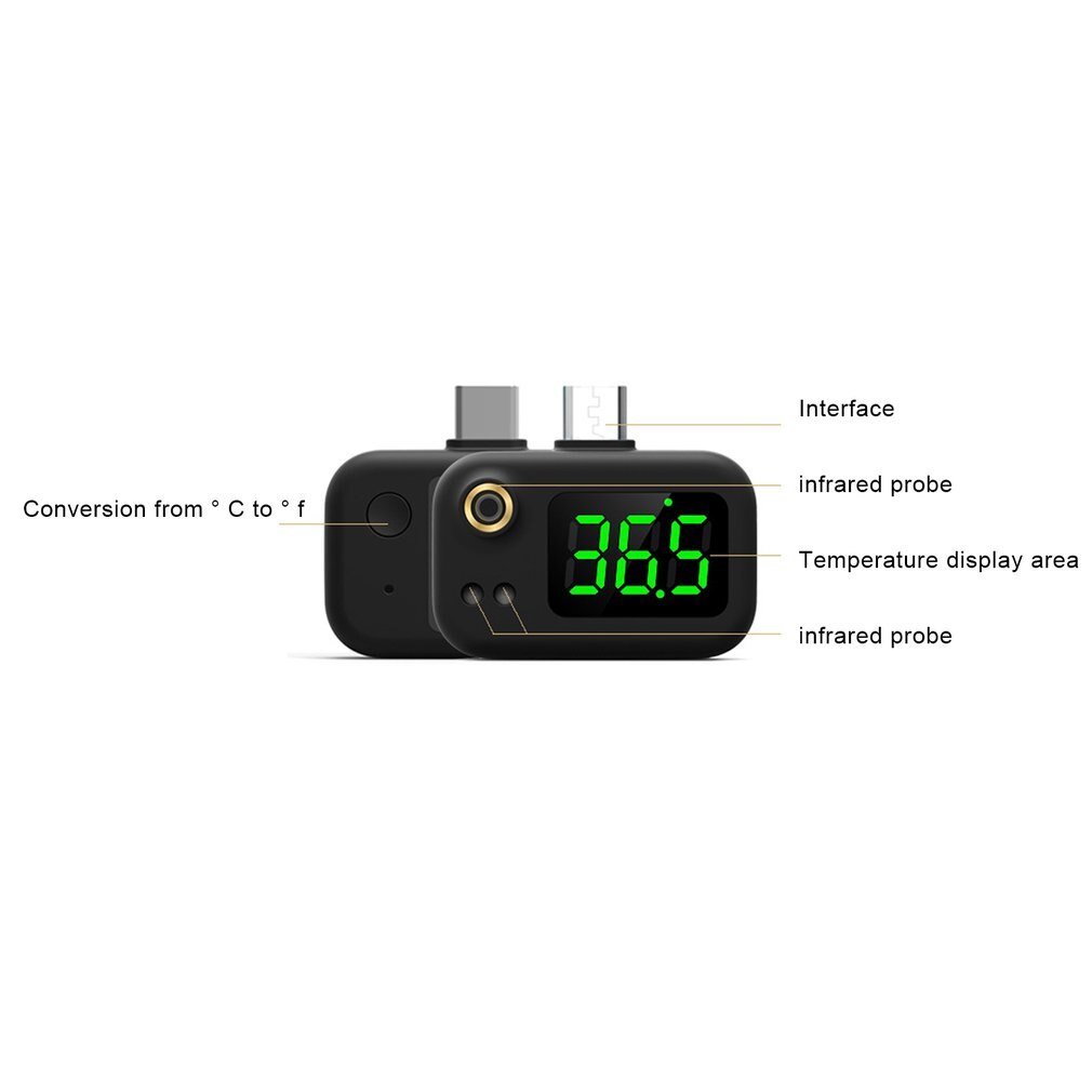 Mobile Phone USB Smart Thermometer Non-contact Infrared Thermometer Portable Electronic Thermometer LCD Display
