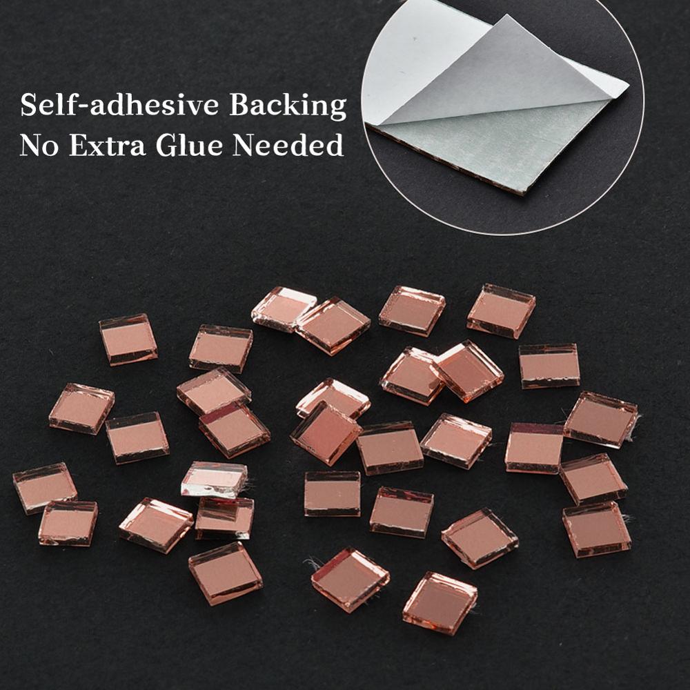 Auto-adhesivo de vidrio Mini cuadrado espejos, azulejos de mosaico para baño artesanías hechas a mano DIY decoración del hogar de plata/oro/rosa