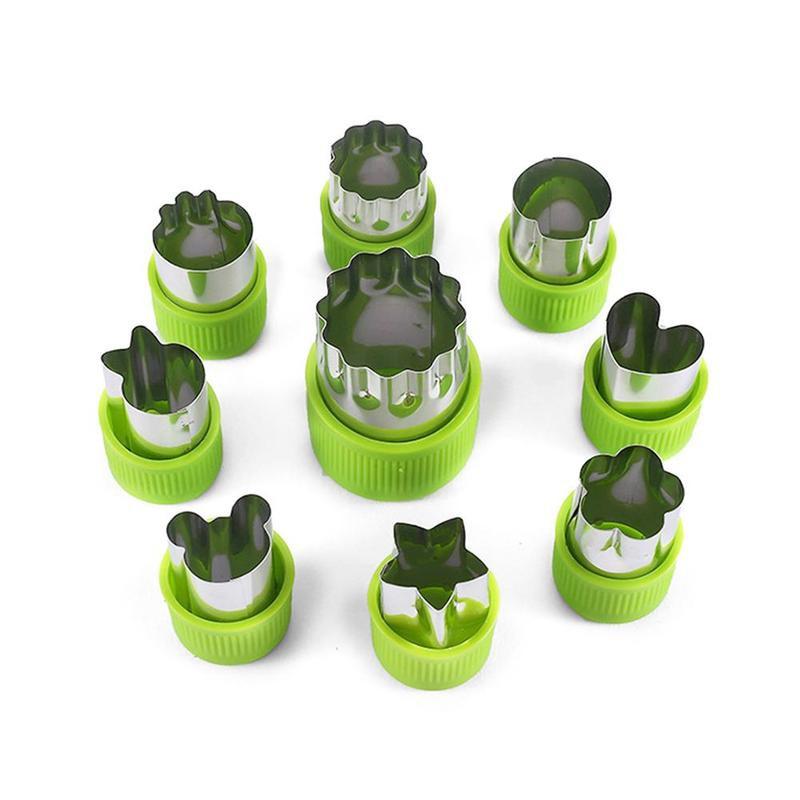 9pcs/set Vegetable Fruit Cutter Mold Stainless Steel Shape Cookie Cutter Cutting Tools Flowers Biscuit Cartoon Cake S2A2: Default Title