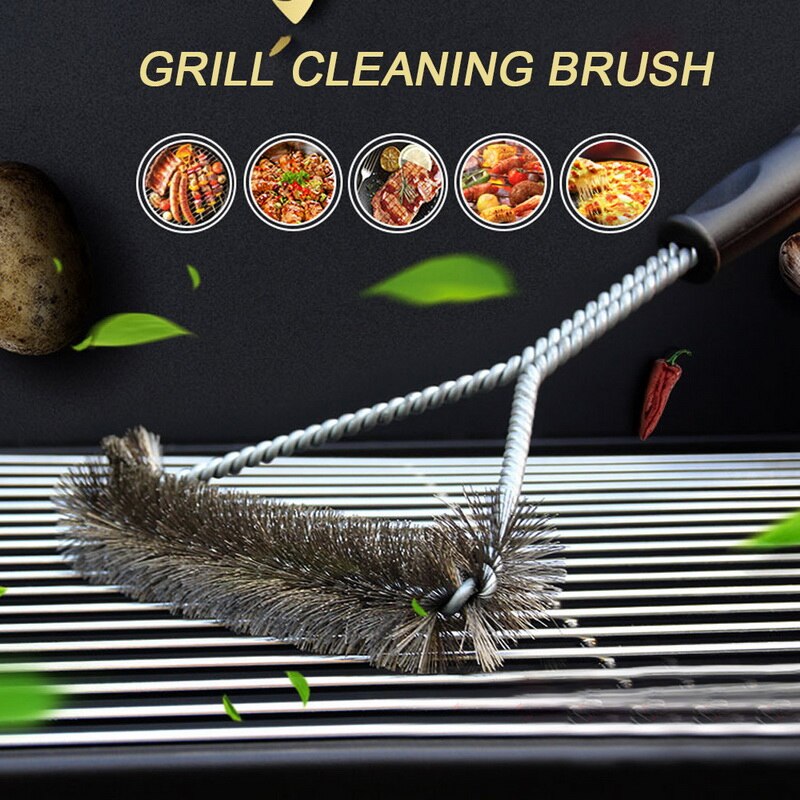 cepillo de limpieza para parrilla de barbacoa de 12 pulgadas, cerdas de alambre de acero inoxidable, raspador de 30CM para barbacoa, cepillo para limpieza de cables