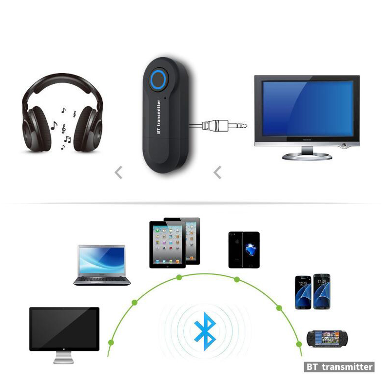 Bluetooth Transmitter 3.5MM Jack Audio Adapter Wireless Bluetooth Stereo Audio Transmitter Adapter for PC TV Headphones