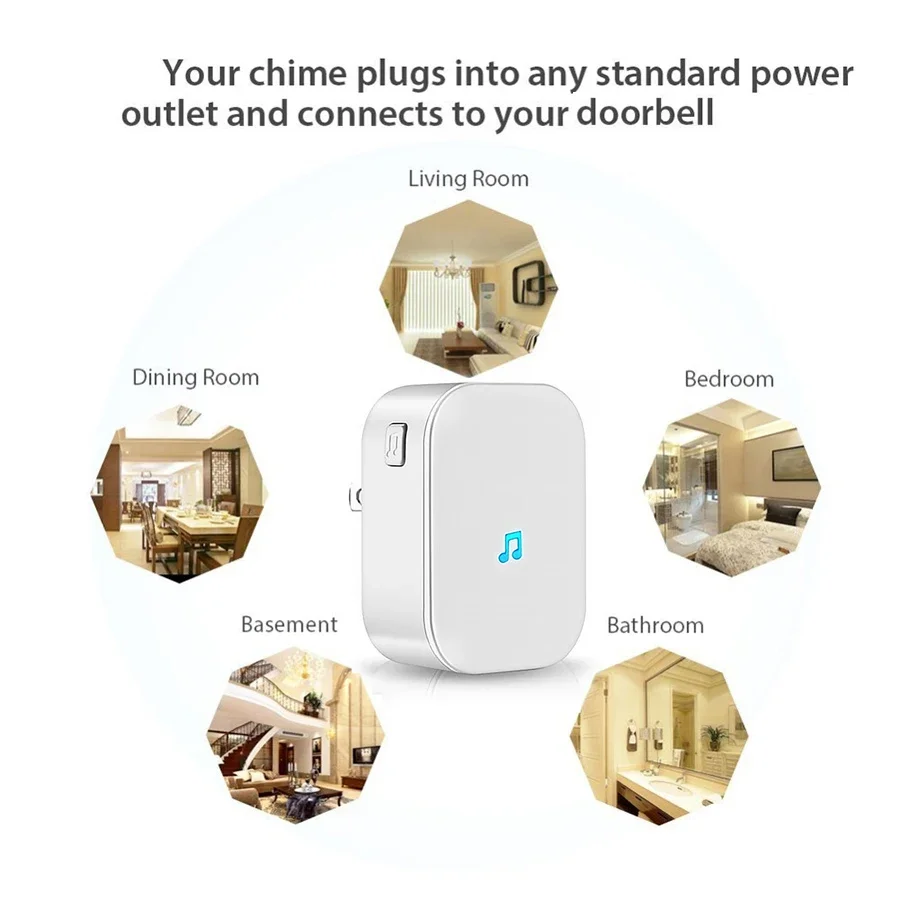 Wifi Draadloze Deurbel Indoor Chime 100DB 433MHz Waterdichte Deur Ring Chime Deurbel Ontvanger Ding Dong