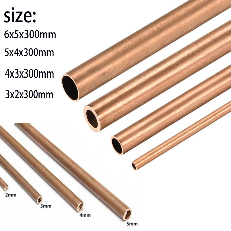 1/2pc runde kobberrør 3mm-6mm indvendige diameter 300mm længder hule lige rørslange til gør-det-selv industrielt håndværk