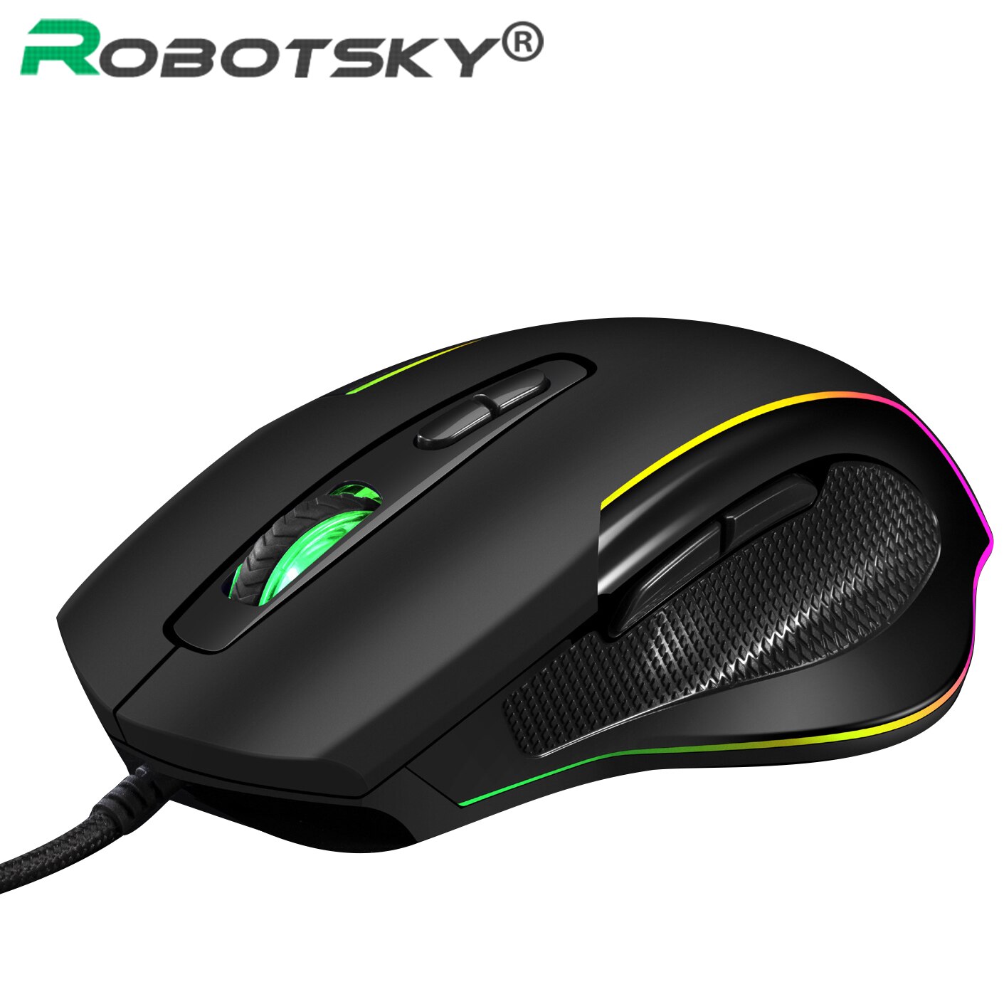 Przewodowa mysz do gier LED 6400 DPI komputer USB mysz dla graczy RGB myszy X7 Silent Mause z podświetleniem kabel do komputera Laptop