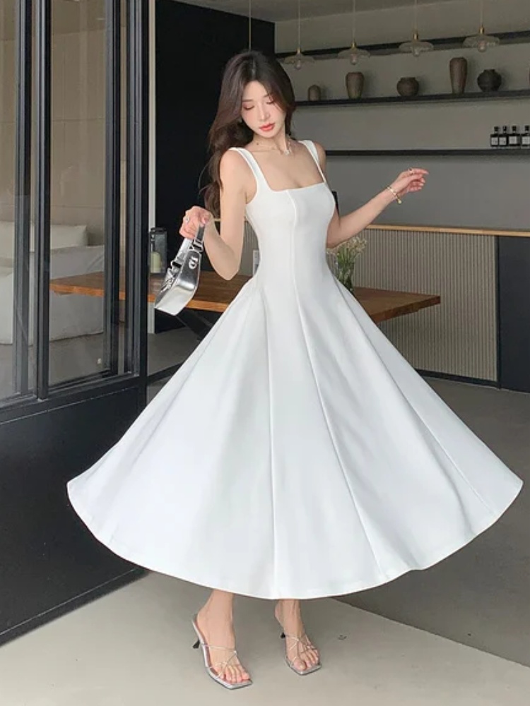 Elegante rot Abendkleider für Damen, ärmellos, für Hochzeitsgäste, Spaghettiträger, A-Linie, weiß, Party, weibliches Abendkleid, Vestidos: L / Weiß