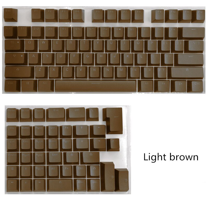 118 PBT Keycaps Set For 61 64 68 71 82 84 Layout Mini Mechanical Keyboard Key Cap RGB Letter Green Purple White Black Universal:  light brown