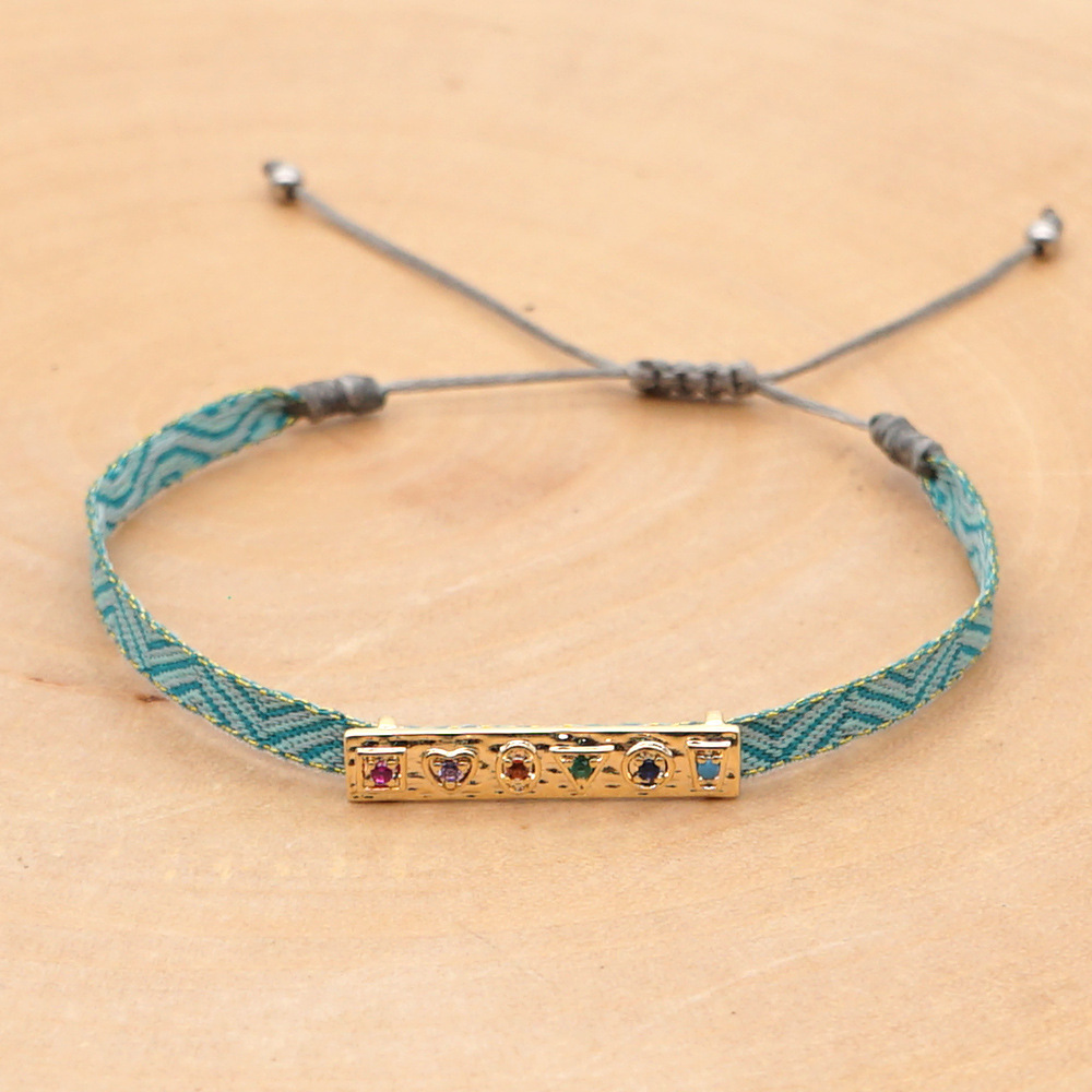 KKBEAD Bracelet tressé à la main strass lettre Bracelets porte-bonheur pour femmes mauvais œil Pulseras bijoux pour amis: Brun rougeâtre