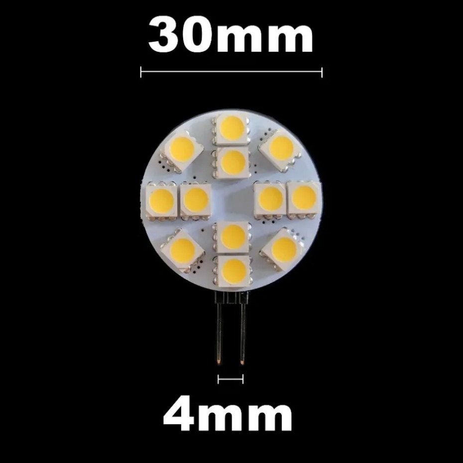 Ampoule LED à Douille G4 5050 SMD sur DC 12V, Remplacer l'Halogène, Lampe à Deux Broches, 1.2W, 1.8W, 2.4W, 4.8W, Blanc /Blanc Froid