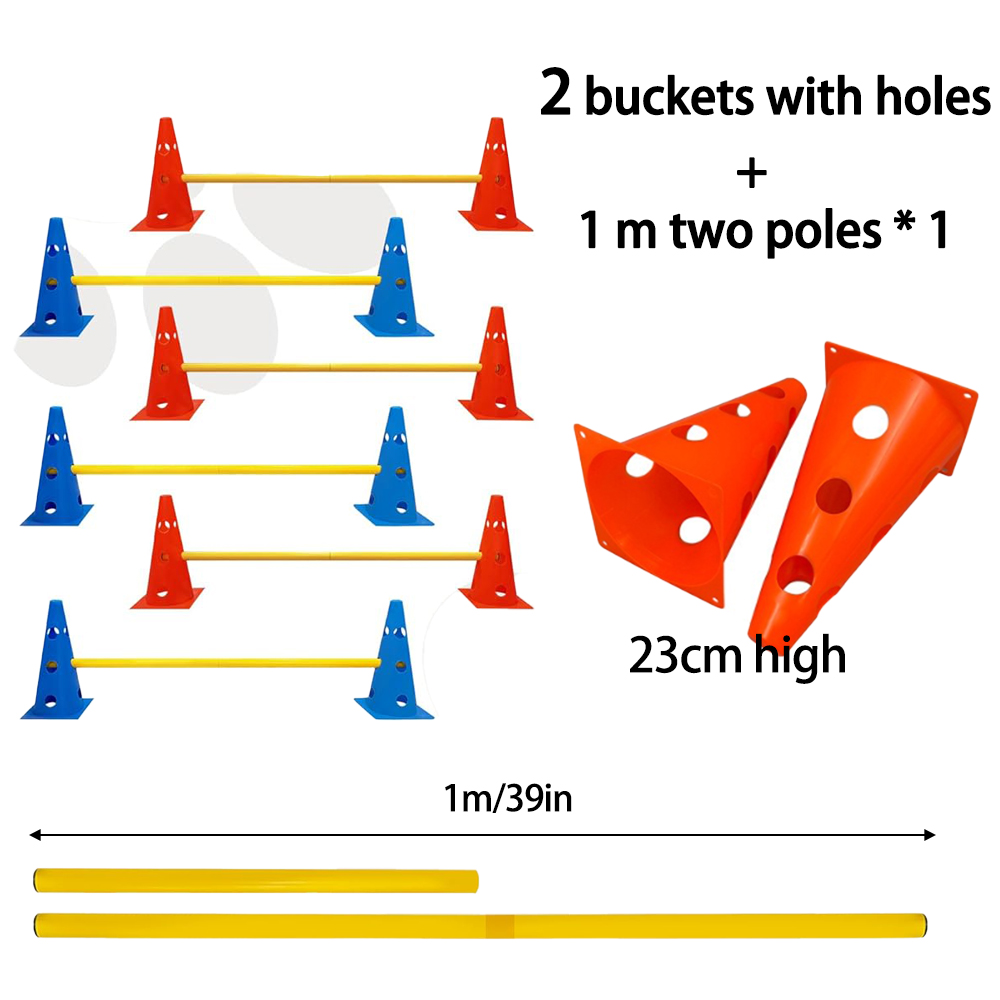 Juego de conos de obstáculo de agilidad para perros, barra para saltar, obstáculo para perros, equipo de agilidad para perros, suministros para entrenamiento de obstáculos para perros y mascotas: Negro