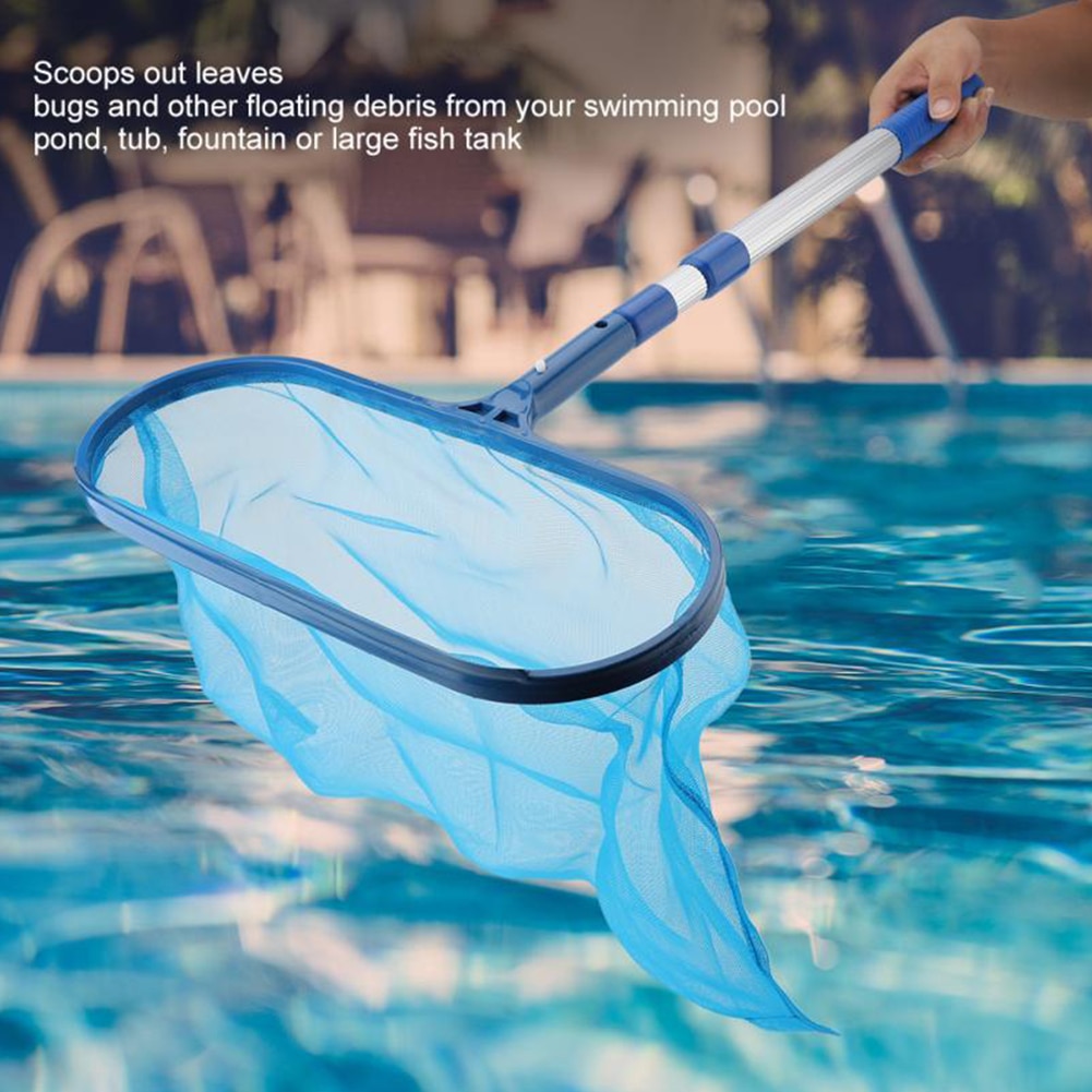 1 Pcs Swimming Pool Skimmer Net Telescopic Pole Ponds Cleaning Debris Leaf Rake Skimmer Net with Adjustable Telescopic Pole
