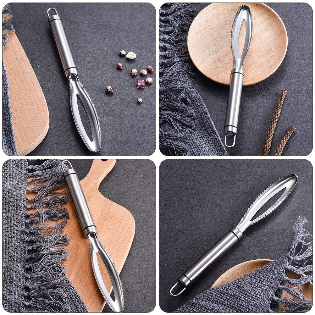 4Stck Fisch Scaler Edelstahl Küche Hause Dauerhafte Schäler Reinigung Werkzeug Fisch Haut Schaber Reiben Fisch Skala Reiniger Entferner