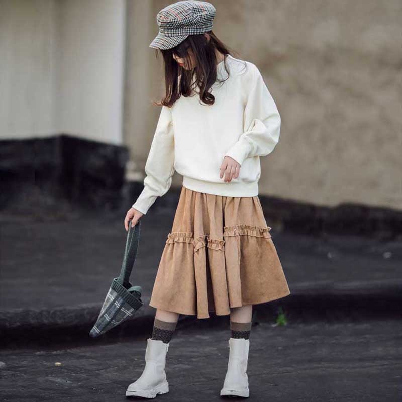 Spring Corduroy Teenage Girls Skirts Autumn Winter Children Clothing Teens Kids Skirt Mother Daughter Clothes,