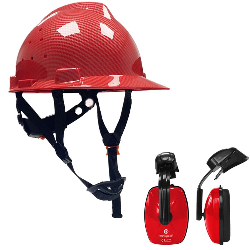 Sicherheit Helm mit Ohrenschützer Sicherheit Schutz Harte Hütte Bau Arbeit Kappe für Reiten Industrielle Sicherheit Helm: Loch Helm einstellen E
