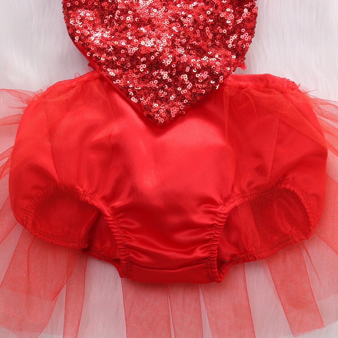 Baby Girl Sequins Heart Ruffles Tulle Romper Summer sleevelesss Jumpsuit Outfits Sunsuit US Stock