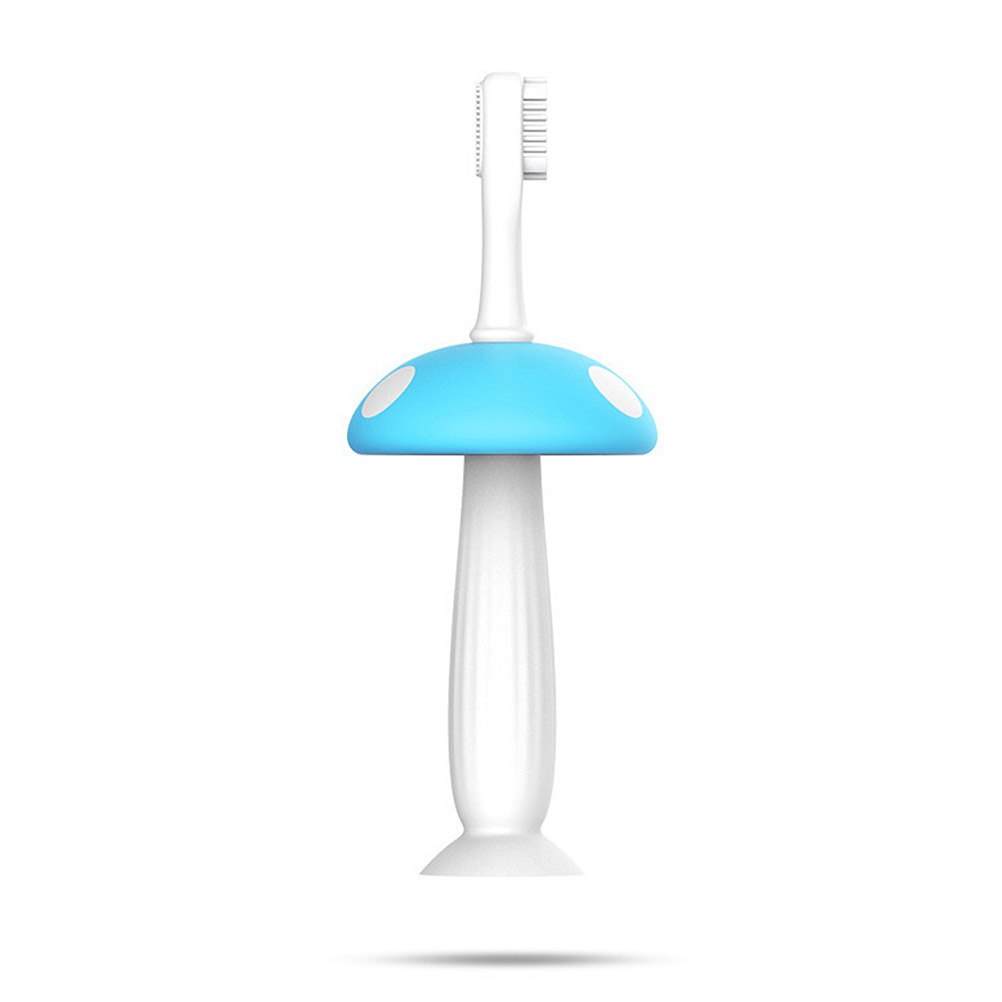 Cepillo de dientes de silicona de grado alimenticio para bebé, antigolondrina para chico s, cepillos dentales de entrenamiento, forma de seta bonita, cuidado Dental para chico #30: Azul