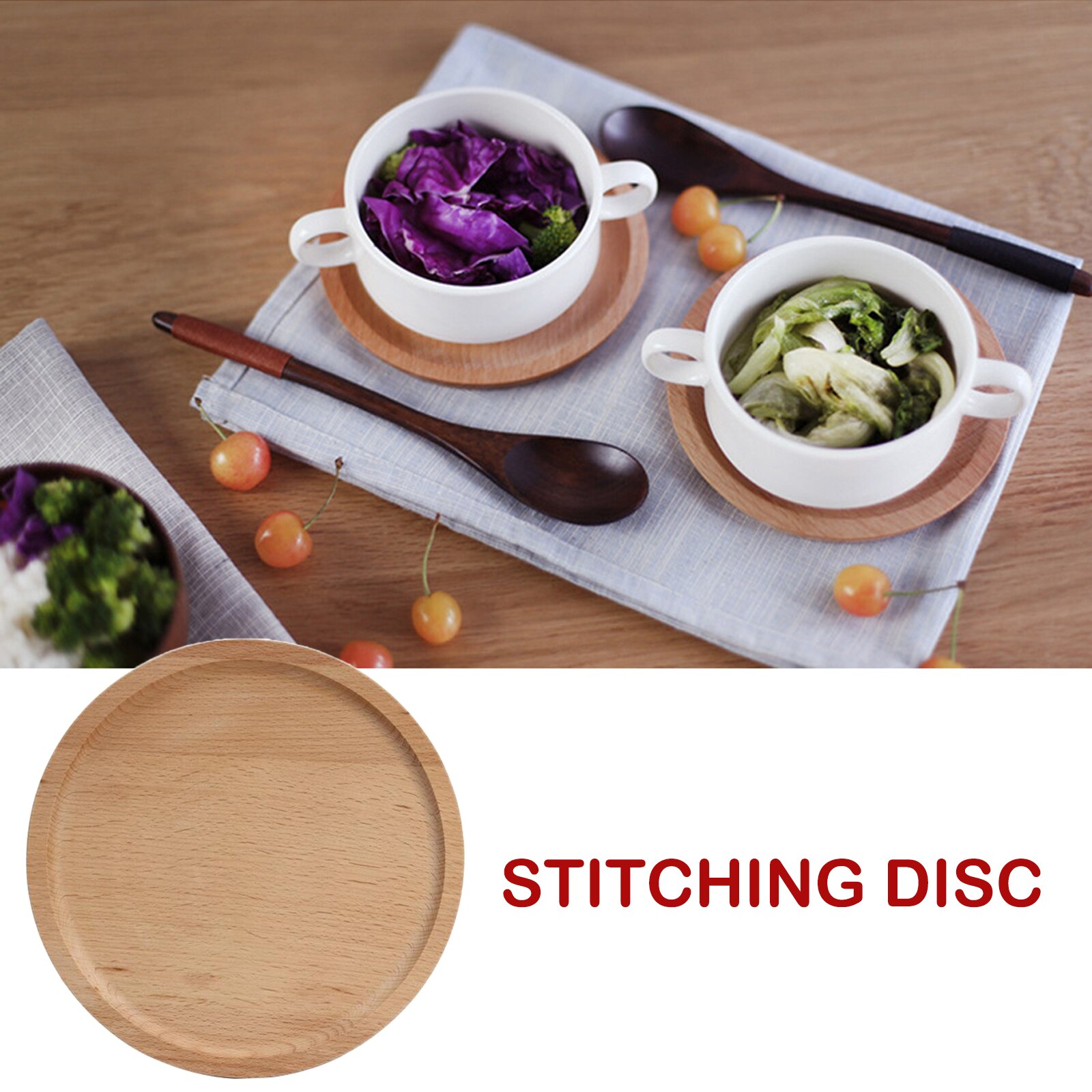 Assiettes à dîner en bois de hêtre, assiettes rondes en bois, faciles à nettoyer et légères