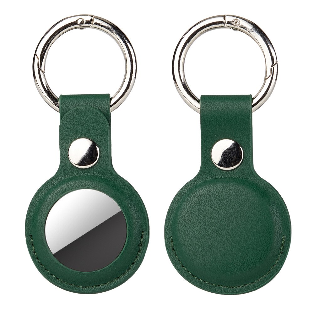 Læder airtag holder til apple airtag etui air tag nøglering etui beskyttende cover shell tracker anti-ridse: 2