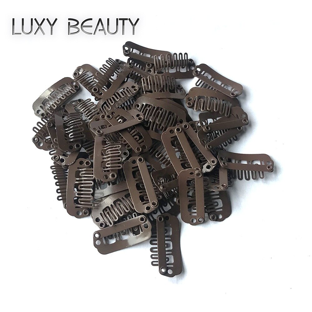 2.3cm Haar Pruik Clips Human Hair Extensions Clips 100pcs Voor Haar Weave Clips/Pruik Accessoires/Kant pruiken/Hair Extensions Clips: Brown  100pcs