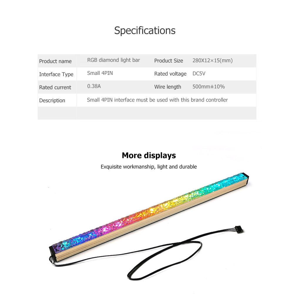 COOLMOON 28cm Aluminum Alloy RGB PC Case LED Strip for Computer Chassis Decor Luminous Small 4 Pin Magnetic Light Bar