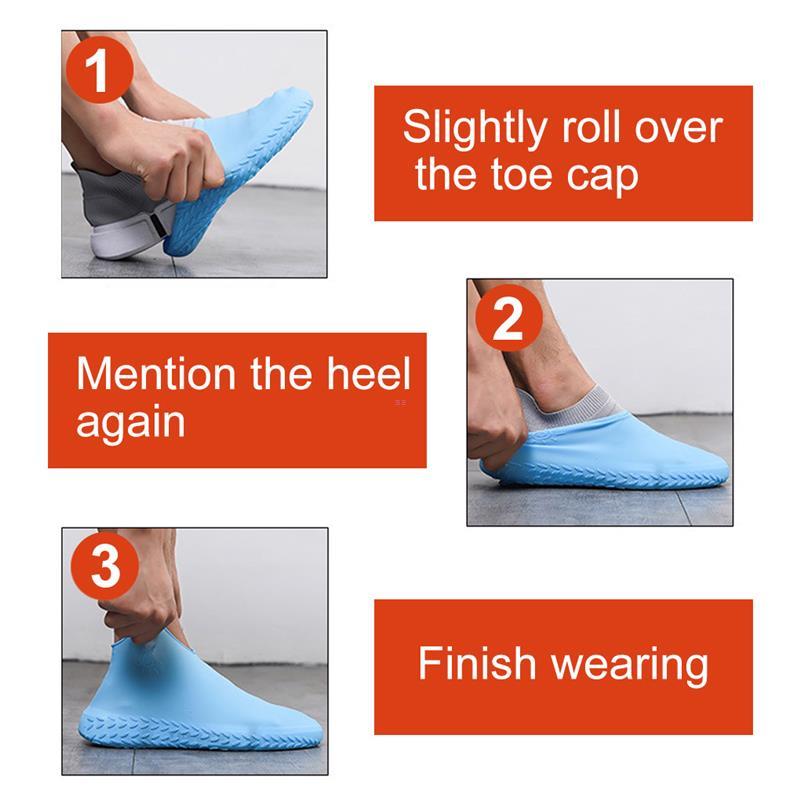 1 paire de couvre-chaussures en Silicone réutilisable S/M/L, couvre-chaussures de pluie imperméables, en caoutchouc antidérapant pour Camping en plein air