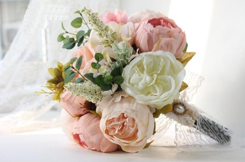 Perfectlifeoh-ramo de Camelias para boda, plantas florales, , ramo de recuerdo con mango de encaje, flores de boda con tema de jardín: 01