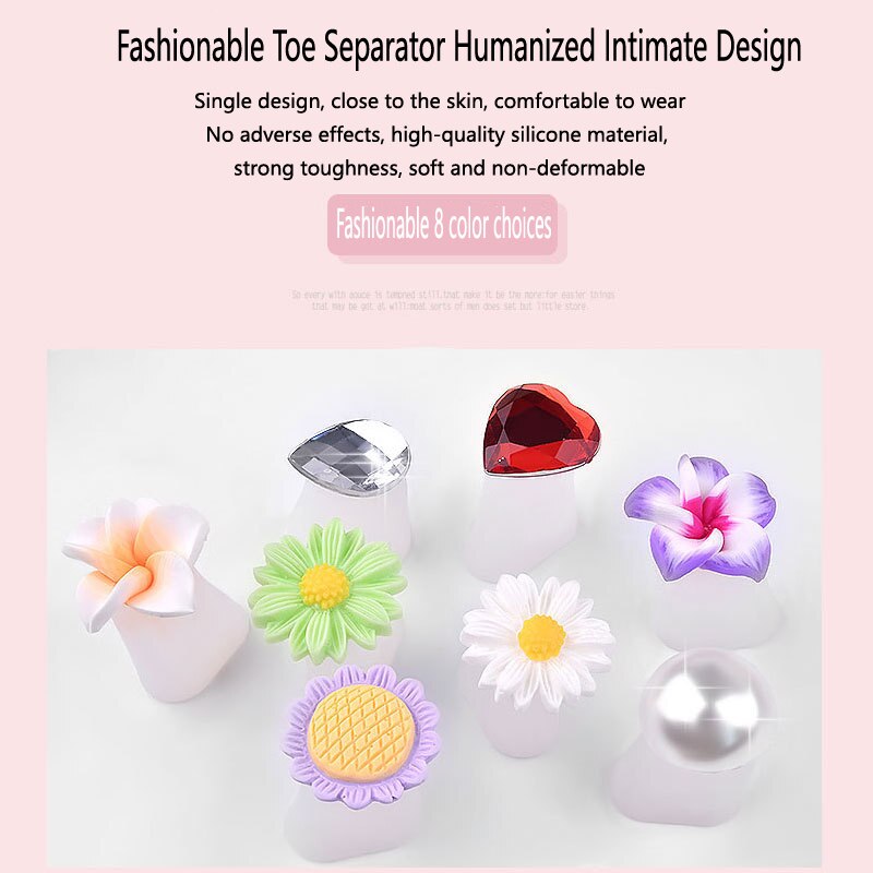 Separador de dedos del pie de silicona suave, modelado de flores para manicura y pedicura, herramienta artística para el cuidado de los pies, 8 Uds.