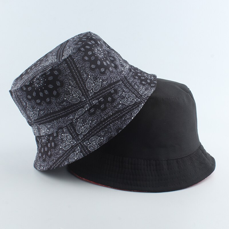 Vintage sort spand hat mænd reversibel fisker hat street hip hop fiskeri spand cap sommer sol hatte til kvinder: Mv sort