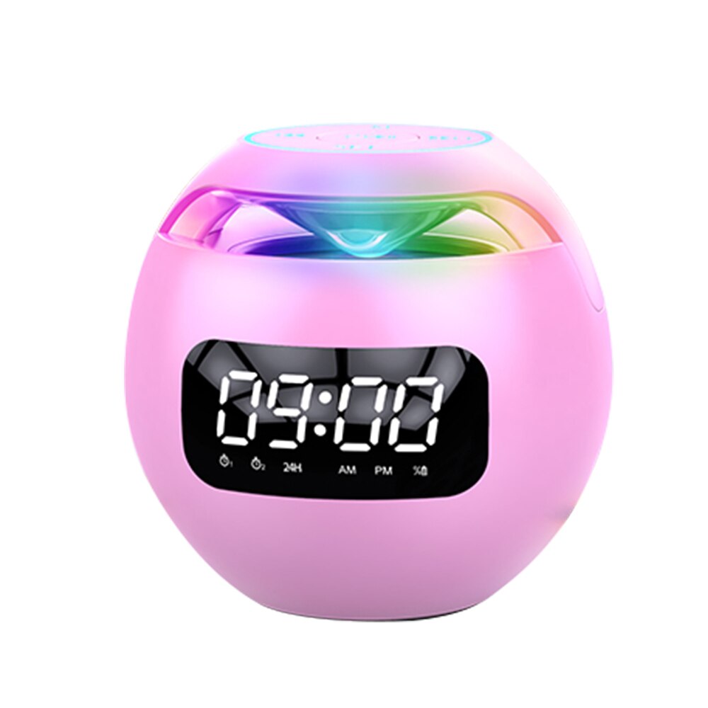 Nowoczesne przenośna kolumna głośnik Bluetooth głośnik z alarm z wyświetlaczem doprowadziło zegar Hifi radio FM mini głośnik Bluetooth wystrój domu: Różowy
