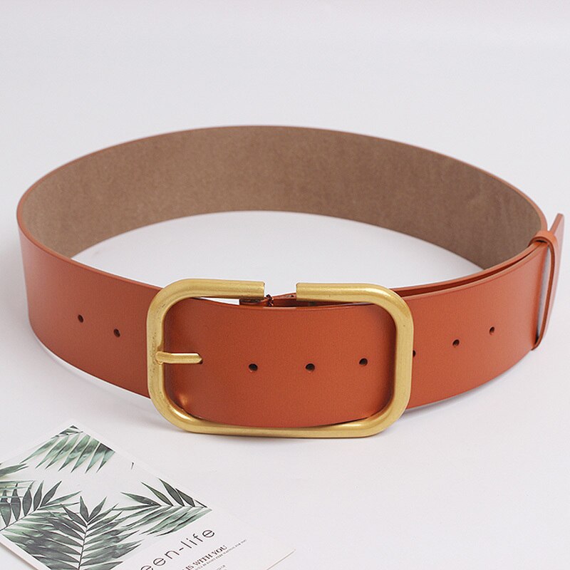 Brede Dames Riem Grote Gouden Pin Gesp Riem Voor Vrouwen Buikband Pu Vrouwelijke Mode Riem: CAMEL