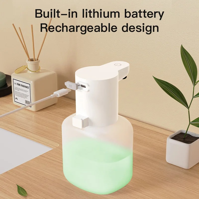 Automatischer Sensor-Seifenspender, kontaktloser Schaum-Händedesinfektionsmittel, 500 ml, USB wiederaufladbar, elektrischer, wasserdichter Seifenspender