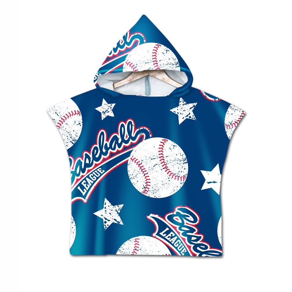 Nieuwigheid sport honkbal print baby kinderen kinderen capuchon handdoek zwembad bad strand poncho handdoek cape