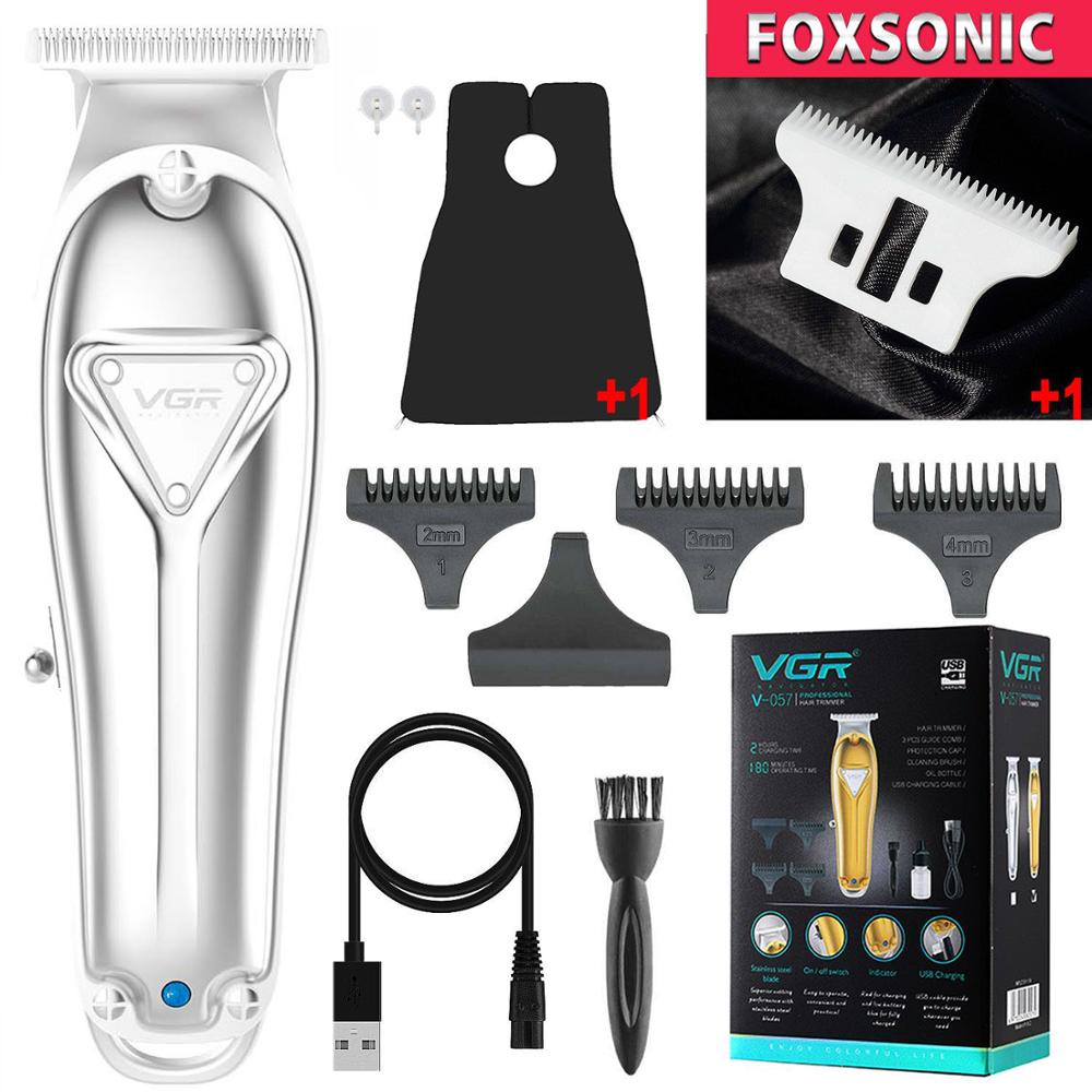 Tondeuse professionnelle en métal pour hommes, rasoir électrique à lame en T pour barbe et coupe de cheveux, Machine sans fil pour salon de coiffure: V-057S