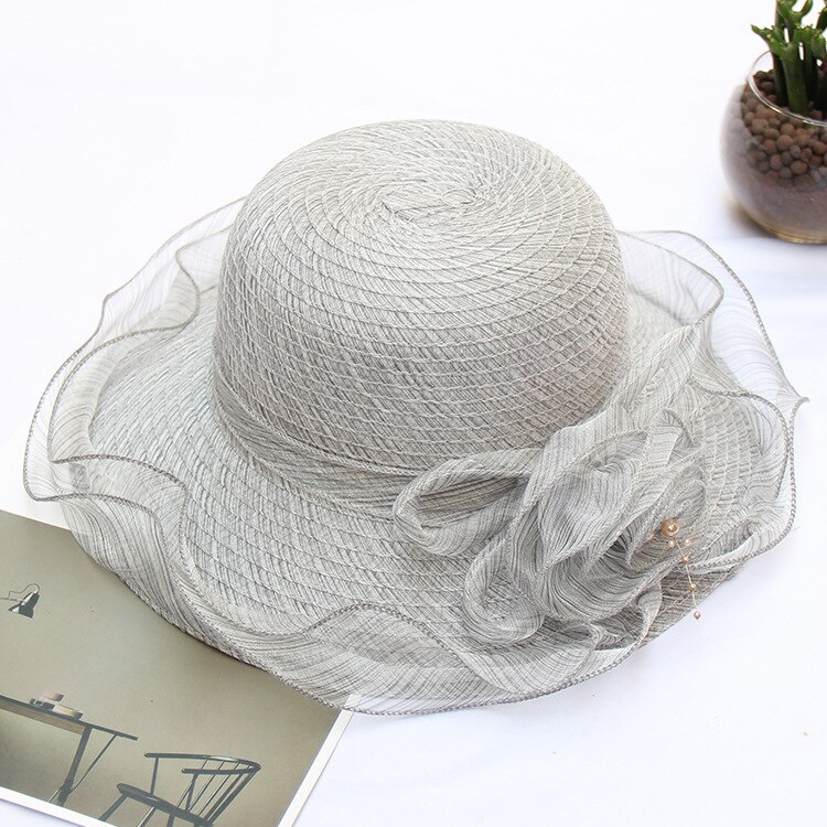 Chapeaux Vintage à fleurs de mariée, accessoires de mariage élégants, chapeaux en Organza pour femmes, Occasion formelle: 002