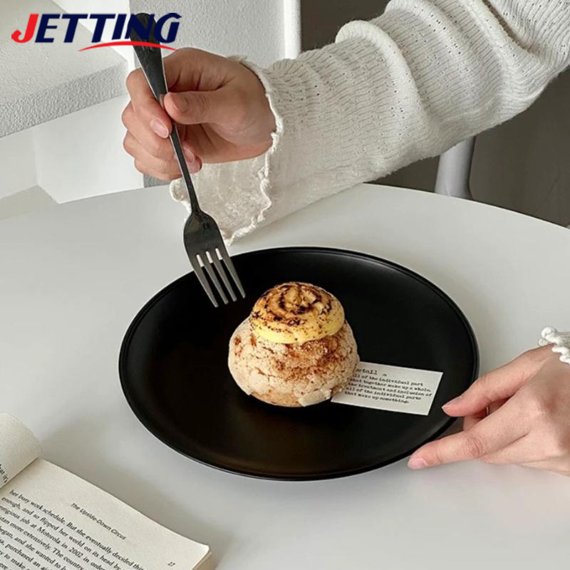 Black Dessert Plate Stainless Steel Jewelry Display Tray For Afternoon Tea Cake Serving Living Room Fruit Platter