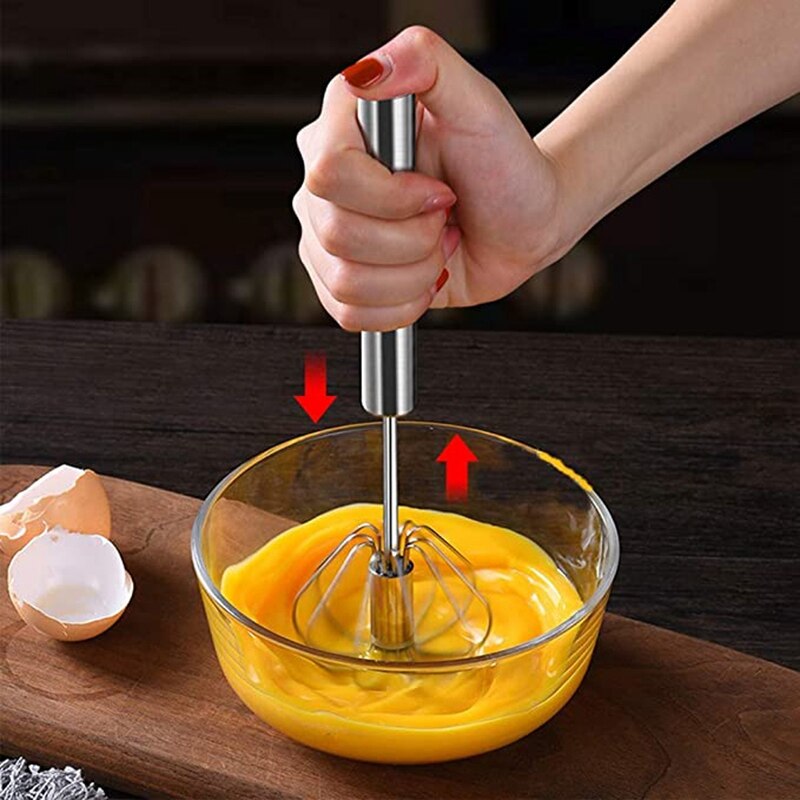 Egg Mixer Eggbeater Stainless Steel Mixer 12 Inch Egg Beater Manual Press Mixer Is Easy to Use Save a Lot of Energy for Kitchen