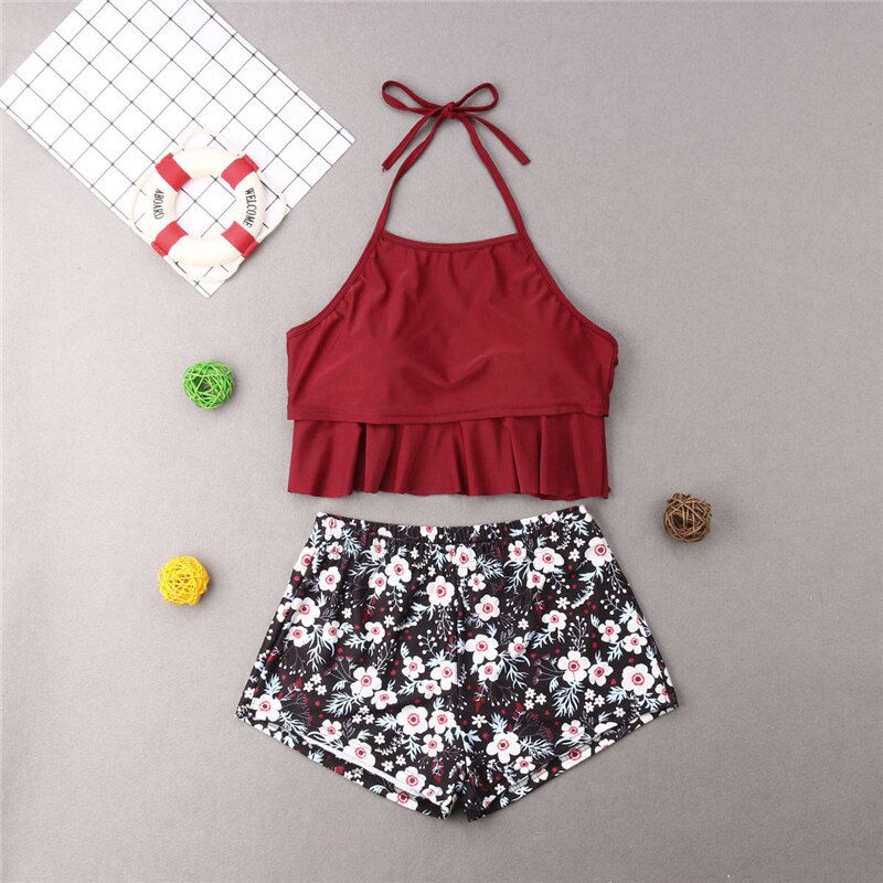 Mother Daughter Swimwear Floral Swimsuit Mother Daughter Clothes Swimming Costume Women Bikini Set Girls Swimwear Suit