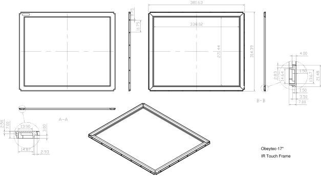 Obytec 17 polegada 1 toque ponto 4:3 ir quadro de toque, sobreposição para atm, máquina de query, anti-água, perfeito para uso ao ar livre