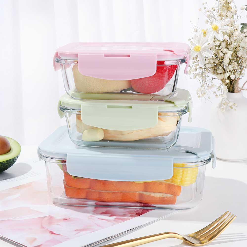 410ml/700ml/1040ml Borosilicate Glass Glass Lunch Box with Airtight Lid Container Extra Large Microwave Multisize Kitchen Tools