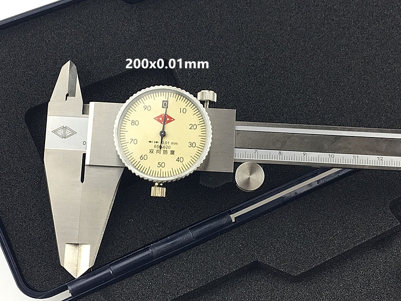 8" 0-200mm 0.02/0.01mm Caliper Shock-proof Stainless Steel Vernier Caliper Measurement Gauge Metric Measuring Tool