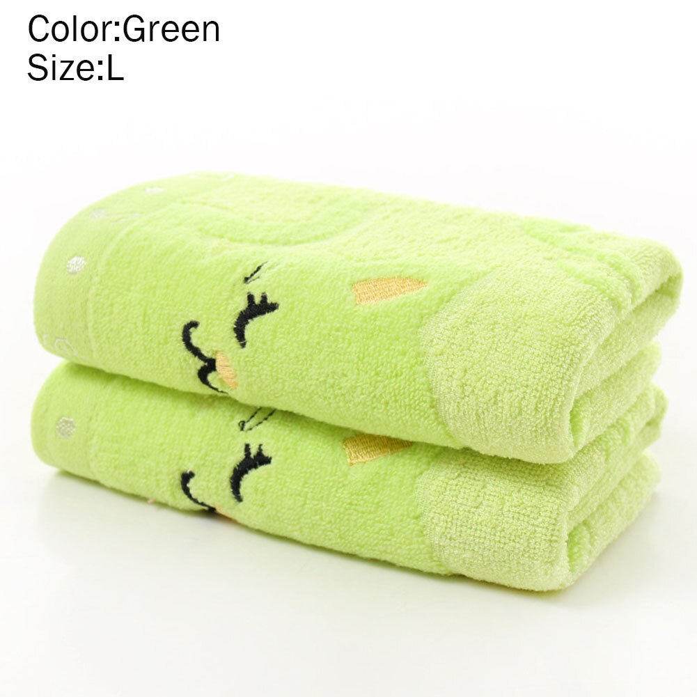 Cute Cat Towel Soft Bamboo Fiber Towel Strong Water Absorbing Home Bathing Shower Towels THIN889: green L